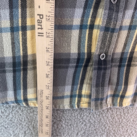 Prana Shirt Mens Large Long Sleeve Button Up Organic Shacket Plaid Flannel - Picture 10 of 10